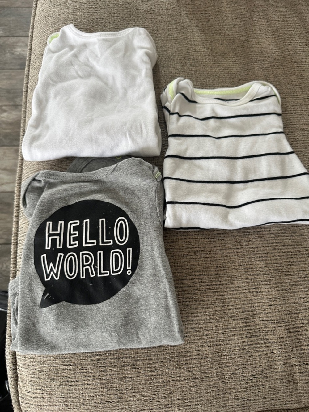 cloud island White, Gray & Navy Striped Baby Bodysuit Set